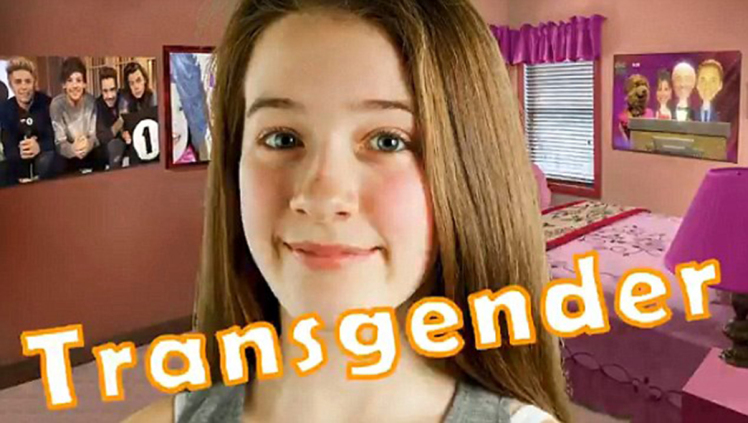 Подпись к изображению: Изображение ребенка со словом «трансгендер» через весь экран. Такова краткая и исчерпывающая характеристика содержания масс-медиа и телевизионных программ последних лет